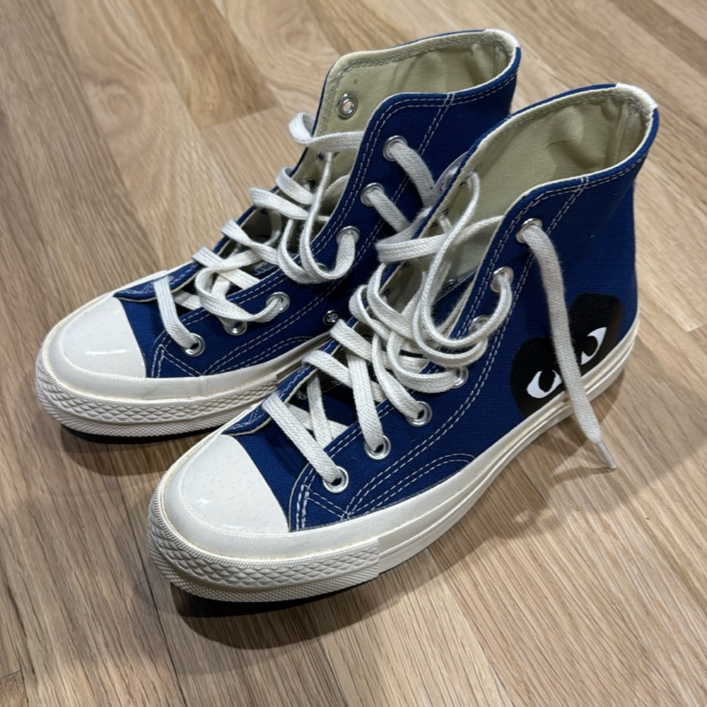 COMME DES GARCONS x converse blue high tops women’s 6